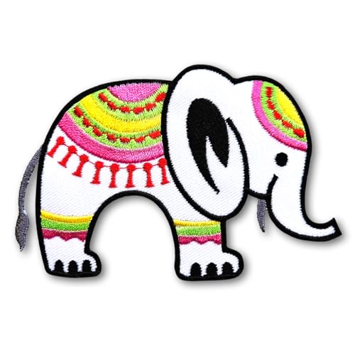 PatchDeeDee Aufnäher mit niedlichem Elefant, Mammut, Zoo, Safari, Cartoon, zum Aufbügeln oder Aufnähen, bestickt, für Jeans, Jacken, bunt von PatchDeeDee