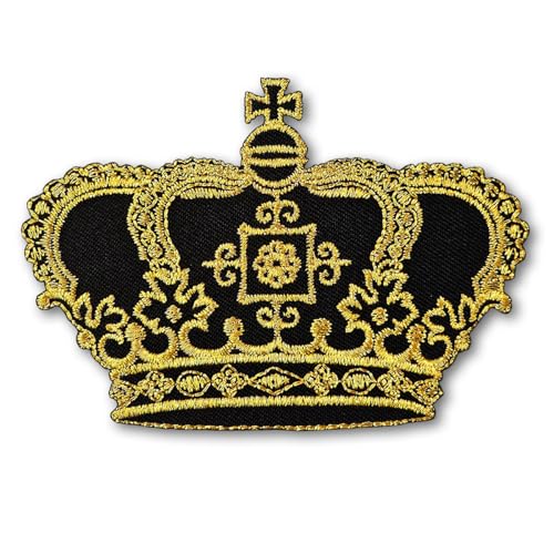 PatchDeeDee Goldene Krone Imperial King Queen Princess Zeichen Symbol Royal Applique Iron Sew on Embroidered Patch for Jeans Jackets Colths Black von PatchDeeDee