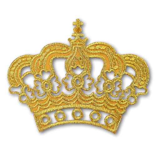 PatchDeeDee Goldener Aufnäher mit königlicher Krone, Königskönig, König, Prinzessin, zum Aufbügeln oder Aufnähen, bestickt, für Jeans, Jacken, Design-Symbol von PatchDeeDee