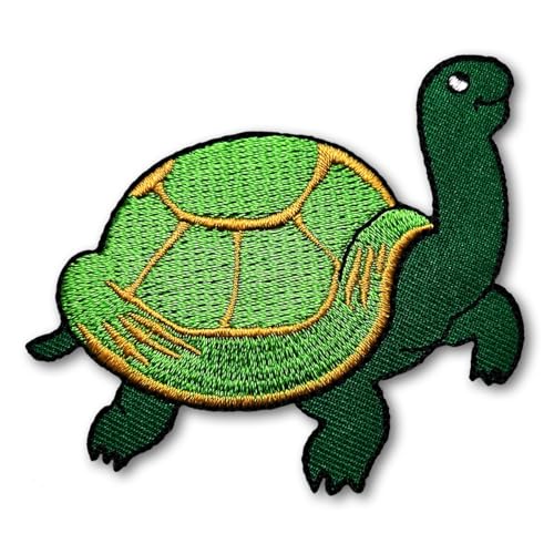 PatchDeeDee Grüne Meeresschildkröte, Cartoon, langsames Aufbügeln oder Aufnähen, bestickte Applikation für Jeans, Jacken, Unterwasser, Ozean, Reptilien, Tiere von PatchDeeDee