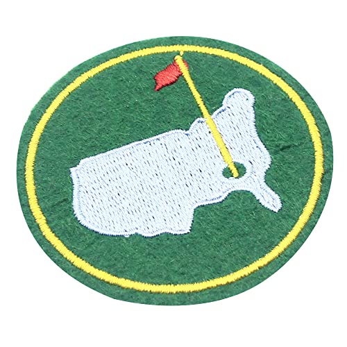 Aufnäher zum Aufbügeln, Motiv: rote Flagge, Golf und USA, 6,9 cm, Grün von PatchKingdom