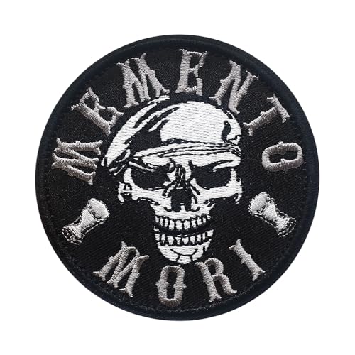 PatchKingdom Memento Mori Stickerei-Aufnäher, taktische Ausrüstung, Abzeichen, lustiges Biker-Reise-Emblem, Armband, Aufkleber, Hakenschlaufe, bestickt, dekorative Flicken für Rucksack (Gaze) von PatchKingdom