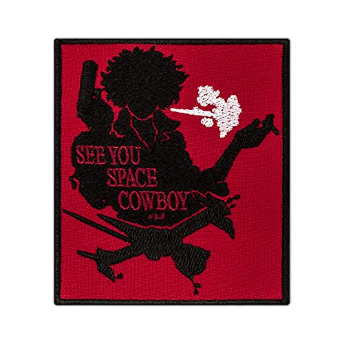 See You Space Cowboy Patch Smoking Silhouette Anime Manga Cosplay Bügeln/Aufnähen, 8,6 x 9,9 cm von PatchProducer