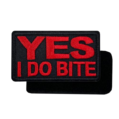 PatchShake Aufnäher mit Aufschrift "Yes I Do Bite" zum Selbermachen, lustiger Biker-Slogan, bestickt, 7,6 cm von PatchShake