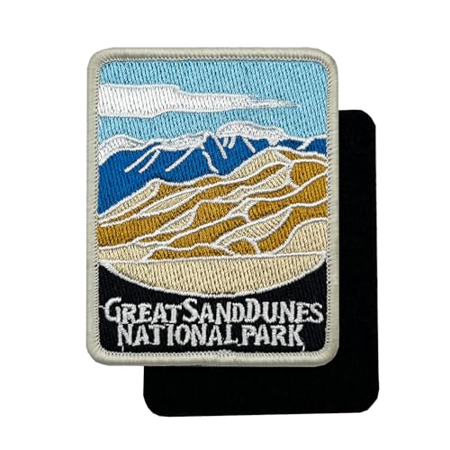 PatchShake Aufnäher mit Klettverschluss, Motiv: Greats and Dunes National Park, Kalifornien, Reise-Souvenir, bestickt, 7,6 cm von PatchShake