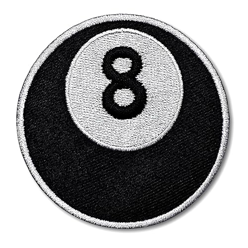 Patchicon4u 8 Eight Ball Billard Pool Sport Game Schwarz Logo Emblem Aufbügler Aufnähen Aufbügler Aufnähen Applikation Patch für Hemden Jeans Jacken Kleidung von Patchicon4u