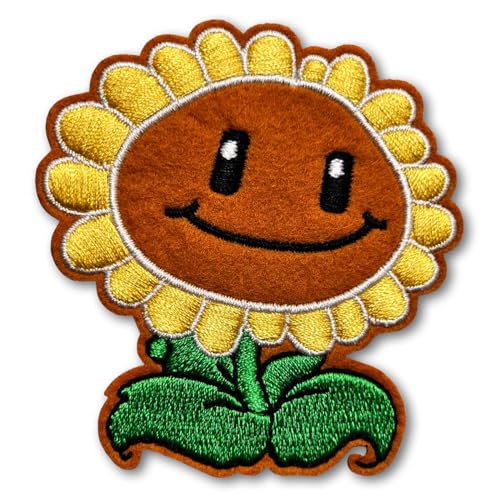 Patchicon4u Aufnäher, Motiv: Sonnenblume, Smile, Liebe, Blume, Cartoon-Blüte, niedliches braunes Gesicht, zum Aufbügeln oder Aufnähen, für Jeans, Jacken, Kleidung von Patchicon4u