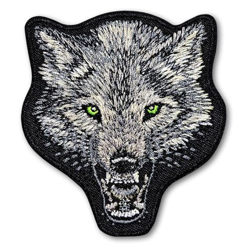 Patchicon4u Bestickter Aufnäher mit Wolfskopf, Motiv: Brüllender Wald, Fuchs, Biker, Punk, cooles Design, zum Aufbügeln oder Aufnähen, für Jeans, Jacken, Kleidung von Patchicon4u