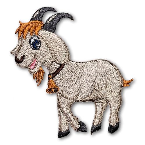 Patchicon4u Billy Goat Cute Animal Farm Cute Mammal Livestock Cartoon Landwirtschaft Iron on Sew on Embroidered Applique Patch for Jeans Jackets Clothing von Patchicon4u