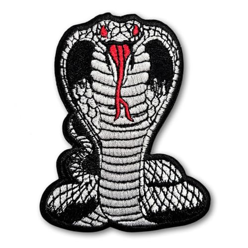 Patchicon4u Black King Cobra Fanged Snake Venom Serpent Attack Reptile Design Iron on Sew on Embroidered Applique Patch for Shirts Jeans Jackets Clothing von Patchicon4u