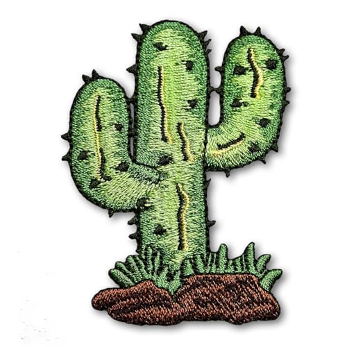 Patchicon4u Grüner Saguaro-Kaktus, Wüstenpflanze, niedliche Natur-Kakteen, Cartoon, zum Aufbügeln oder Aufnähen, bestickter Aufnäher für Rucksäcke, Jeans, Jacken, Kleidung von Patchicon4u