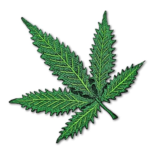 Patchicon4u Marihuana Cannabis Grünes Blatt Topf Unkraut Pflanze Biker Symbol Aufbügeln Aufnähen Applikation Patch für Rucksäcke Jacken Hut Kleidung von Patchicon4u