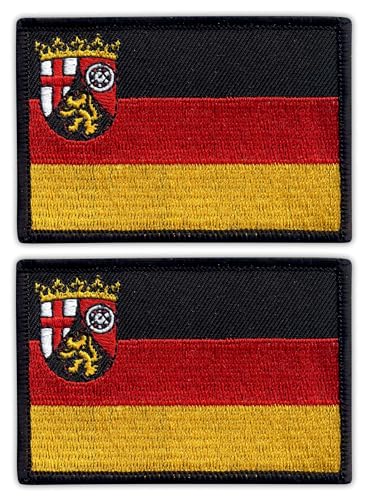 2er Set - Flagge Rheinland-Pfalz - Aufnäher - bestickt - Abzeichen / Emblem von Patchion