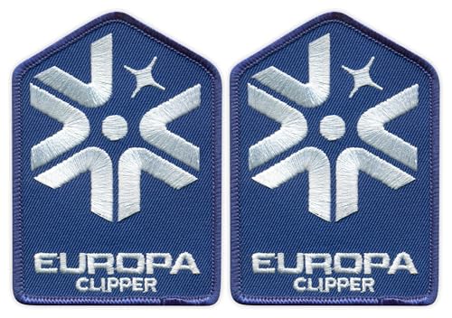 2er-Set – Patchion Europa Clipper – Logo – schwarzer Klettverschluss kompatibel mit Klettverschluss – bestickter Aufnäher/Abzeichen/Emblem von Patchion