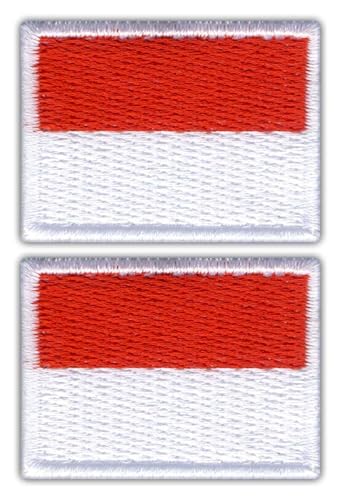 2er-Set – Patchion Flagge von Monaco – Bügeln/Heißsiegel-Rückseite – bestickter Aufnäher/Abzeichen/Emblem von Patchion