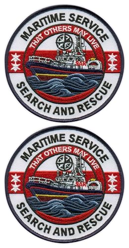 2er-Set – Patchion SAR Maritime Service Search and Rescue – schwarzer Klettverschluss kompatibel mit Klettverschluss – bestickter Patch/Abzeichen/Emblem von Patchion