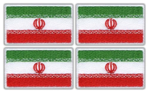 4er-Set – Flagge des Iran – Bügeln/Heißsiegel-Rückseite – bestickter Aufnäher/Abzeichen/Emblem von Patchion