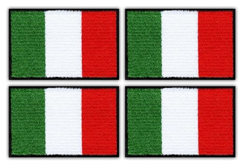 4er-Set – Flagge von Italien, Medium (5,3 x 3,5 cm) – Bügeln/Heißsiegelrückseite – bestickter Aufnäher/Abzeichen/Emblem von Patchion