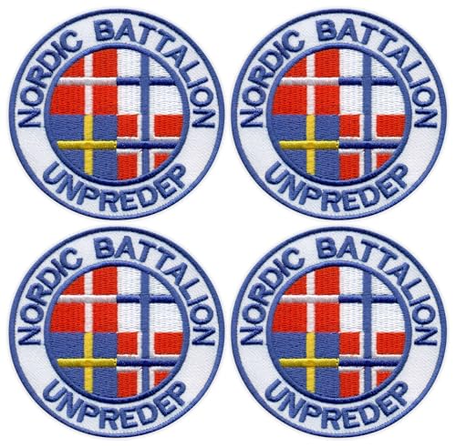 4er-Set – Nordic Bataillon UNPREDEP – Bügeln/Heißsiegel-Rückseite – bestickter Aufnäher/Abzeichen/Emblem von Patchion