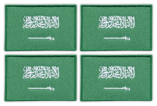 4er-Set – Patchion Flagge Saudi-Arabiens – schwarzer Klettverschluss kompatibel mit Klettverschluss – bestickter Patch/Abzeichen/Emblem von Patchion