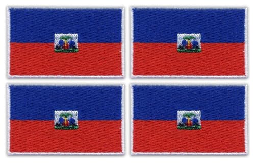 4er-Set – Patchion Flagge von Haiti – schwarzer Klettverschluss kompatibel mit Klettverschluss – bestickter Aufnäher/Abzeichen/Emblem von Patchion