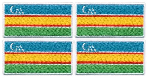 4er-Set – Patchion Flagge von Karakalpakstan – zum Aufnähen – bestickter Aufnäher / Abzeichen / Emblem von Patchion