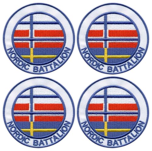 4er-Set – Patchion Nordic Bataillon – Bügeln/Heißsiegel-Rückseite – bestickter Aufnäher/Abzeichen/Emblem von Patchion