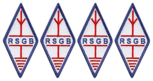 4er-Set – Radio Society of Great Britain – Diamant – schwarzer VeIcro/Klettverschluss-Rückseite – bestickter Aufnäher/Abzeichen/Emblem von Patchion