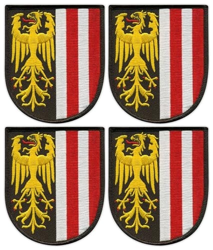 4er Set - Wappen Oberösterreich - Aufnäher - Bestickter Patch / Abzeichen / Emblem von Patchion