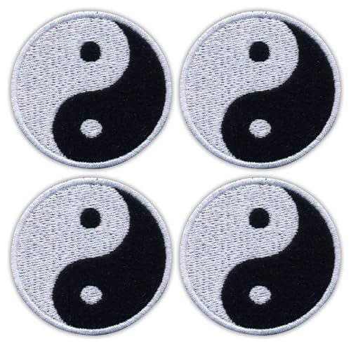 4er-Set – Yin Yang – Bügeln/Heißsiegel-Rückseite – bestickter Aufnäher/Abzeichen/Emblem von Patchion