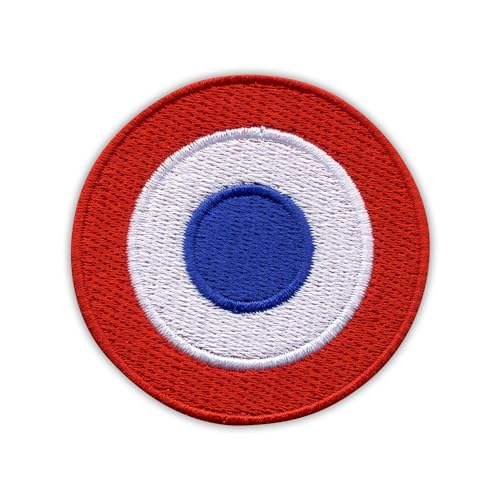 Patchion - Aufnäher, Motiv: Französische Luftwaffe – Roundel – bestickt, 1 Stück, Rund, Embroidered Patch, Aufnäher, Patch, Militär, Stickerei, Mittel, blau von Patchion