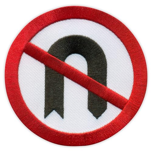 Aufnäher/Abzeichen/Emblem, Aufschrift "No U-Turn" für den Fahrzeugverkehr, britisches Verkehrsschild, weißes VeIcro, Klettverschluss-Rückseite, bestickter Aufnäher von Patchion