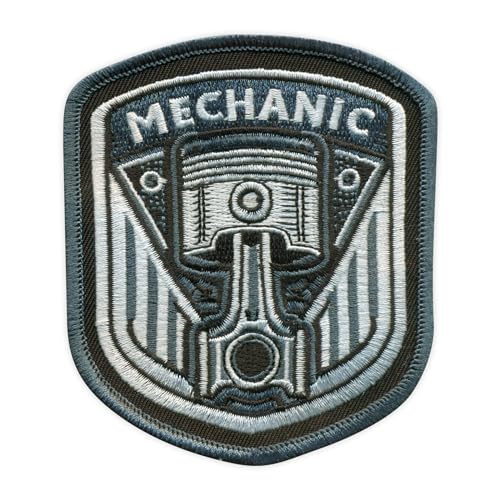 Aufnäher / Abzeichen / Emblem, Motiv: Automechaniker – Kolben – zum Aufnähen von Patchion