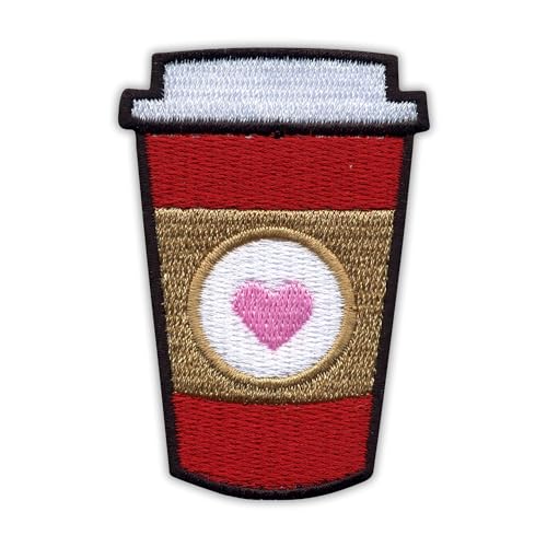 Patchion Coffee to Go! Aufnäher, 1 Stück, Mittel, braun, Polyester, Kaffee, Embroidered Patch, Patch von Patchion