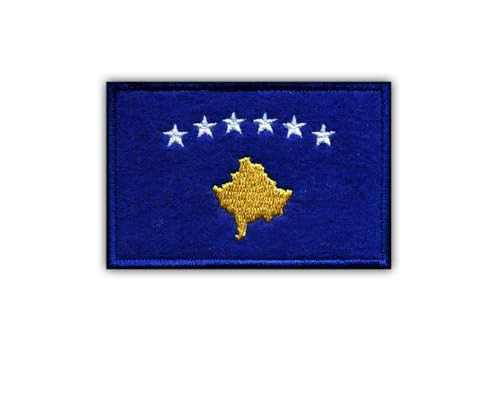 Aufnäher / Emblem, Flagge des Kosovo, selbstklebende Rückseite, bestickt von Patchion