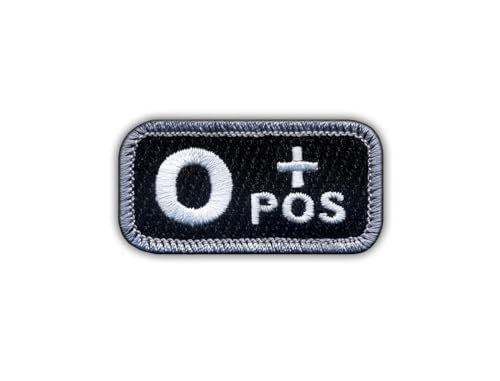 Blood Type 0 "Pos Black/White - Sew-on - Embroidered Patch/Badge/Emblem von Patchion