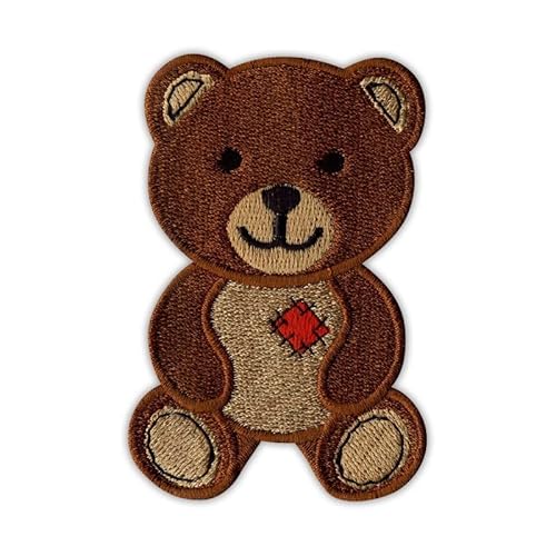 Brauner Teddybär – bestickter Aufnäher/Abzeichen/Emblem – 5,5 x 8 cm – zum Aufnähen / Aufbügeln von Patchion