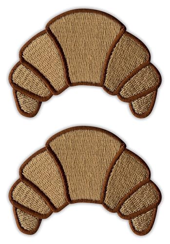 Patchion Croissant Crispy & Tasty, 2 Stück, Semicircular, Embroidered Patch, Patch von Patchion