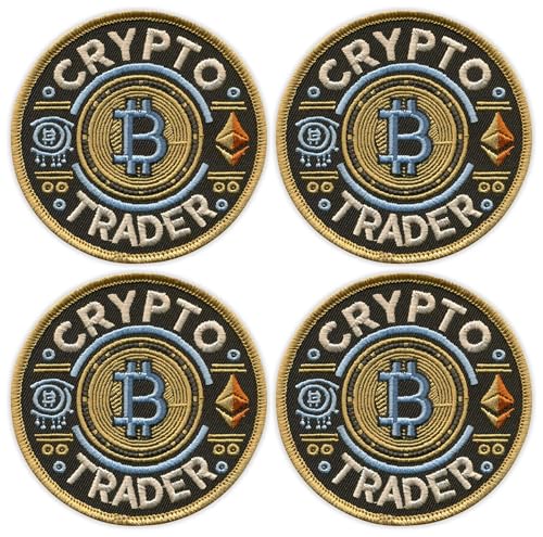 Crypto Trader – runde Form – zum Aufnähen – bestickter Aufnäher/Abzeichen/Emblem, 4 Stück von Patchion