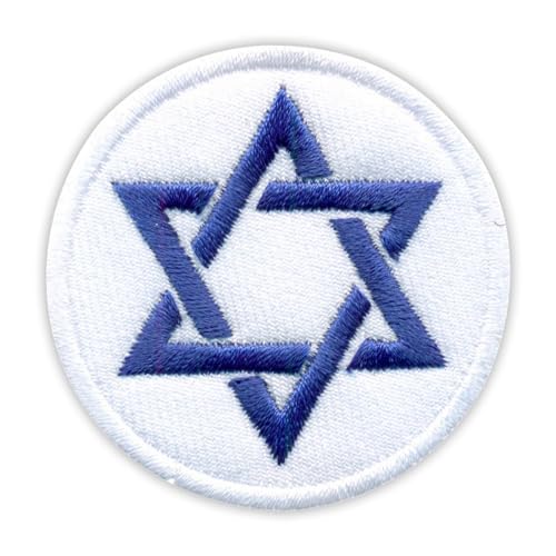 Davidstern – weißer VeIcro/Klettverschluss-Rückseite – bestickter Aufnäher Patches Abzeichen/Emblem von Patchion