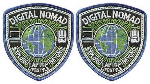 Digital Nomad – Explore Beyond Laptop Lifestyle – Bügeln/Heißsiegel-Rückseite – bestickter Aufnäher/Abzeichen/Emblem von Patchion