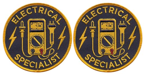 Elektrischer Spezialist – schwarzes VeIcro/Klettverschluss-Rückseite – bestickter Aufnäher/Abzeichen/Emblem, 2 Stück von Patchion