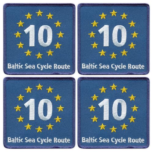 EuroVelo 10, EV10 – Ostsee-Radweg – Bügeln/Heißsiegelrückseite – bestickter Aufnäher/Abzeichen/Emblem, 4 Stück von Patchion