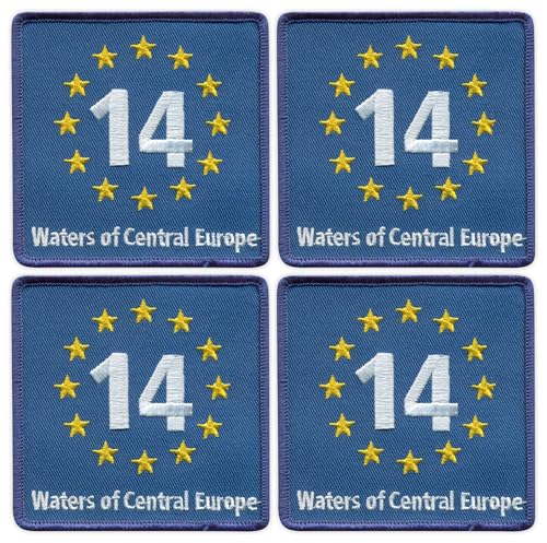 EuroVelo 14, EV14 – Waters of Central Europe – Schwarzes VeIcro/Klettverschluss-Rückseite, bestickter Aufnäher/Abzeichen/Emblem, 4 Stück von Patchion