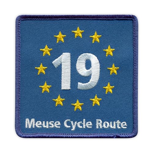 EuroVelo 19, EV19 – Maas-Radweg – magnetische Rückseite – bestickter Aufnäher/Abzeichen/Emblem von Patchion