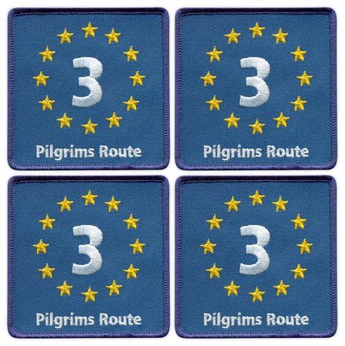 EuroVelo 3, EV3 Pilgrims Route – schwarzes VeIcro/Klettverschluss-Rückseite, bestickter Aufnäher/Abzeichen/Emblem, 4 Stück von Patchion