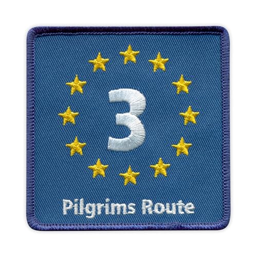 EuroVelo 3, EV3 – Pilgrims Route – schwarzes VeIcro/Klettverschluss-Rückseite – bestickter Aufnäher/Abzeichen/Emblem von Patchion