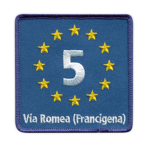 EuroVelo 5, EV5 – Via Romea Francigena – magnetische Rückseite – bestickter Aufnäher/Abzeichen/Emblem von Patchion