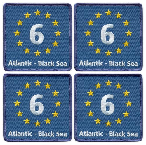 EuroVelo 6, EV6 – Atlantic – Schwarzes Meer – Bügeln/Heißsiegelrückseite – bestickter Aufnäher/Abzeichen/Emblem, 4 Stück von Patchion