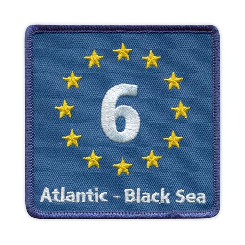 EuroVelo 6, EV6 – Atlantic – Schwarzes Meer – schwarzes VeIcro/Klettverschluss-Rückseite – bestickter Aufnäher/Abzeichen/Emblem von Patchion